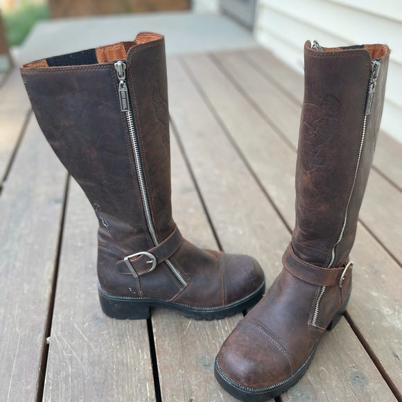 Harley-Davidson Shoes - Harley-Davidson brown leather motorcycle boots